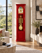Astra Design AD210-04R Standuhr „Rheingold“ aus roter Eiche im Originalton englischer Telefonzellen
