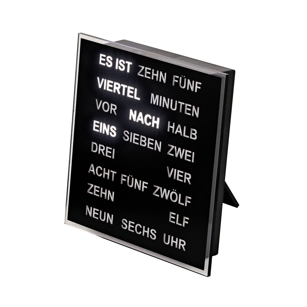 AMS T1232 Tischuhr mit LED-Wortuhr und Kunststoffgehäuse