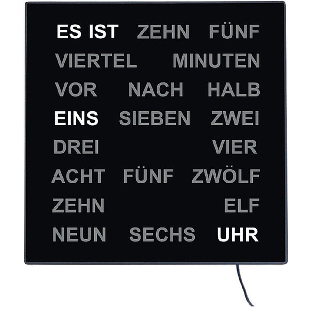 AMS T1235 Tischuhr mit LED-Wortuhr und 220V-Adapter