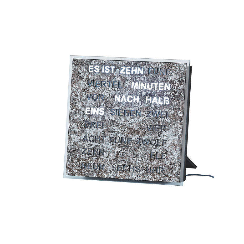 AMS T1236 Tischuhr mit LED-Wortuhr und Metallic-Zifferblatt