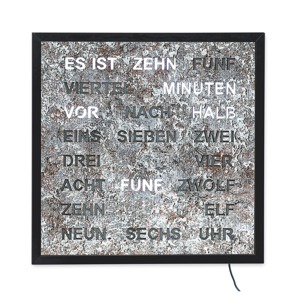 AMS T1269 Tischuhr mit lackiertem Metallgehäuse und LED-Wortuhr