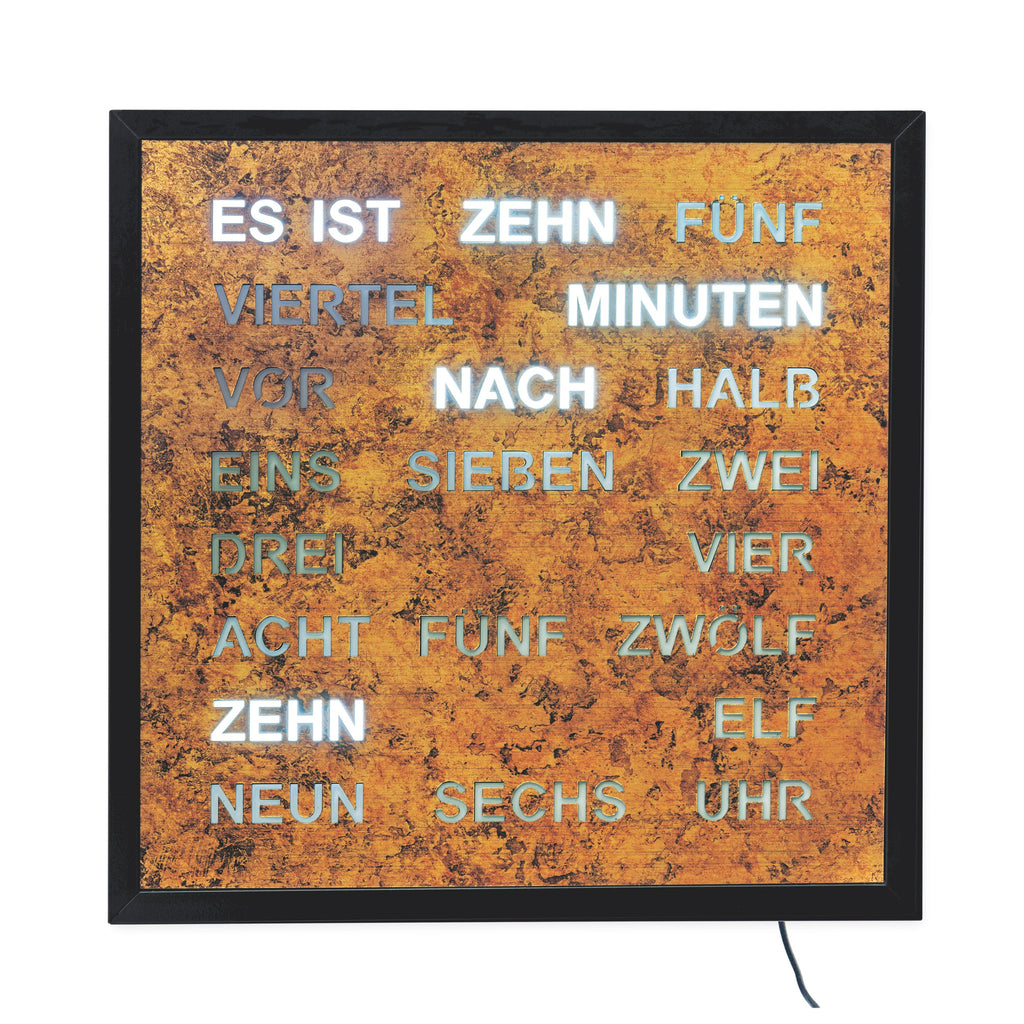 AMS T1273 Tischuhr mit lackiertem Metallgehäuse und LED-Wortuhr