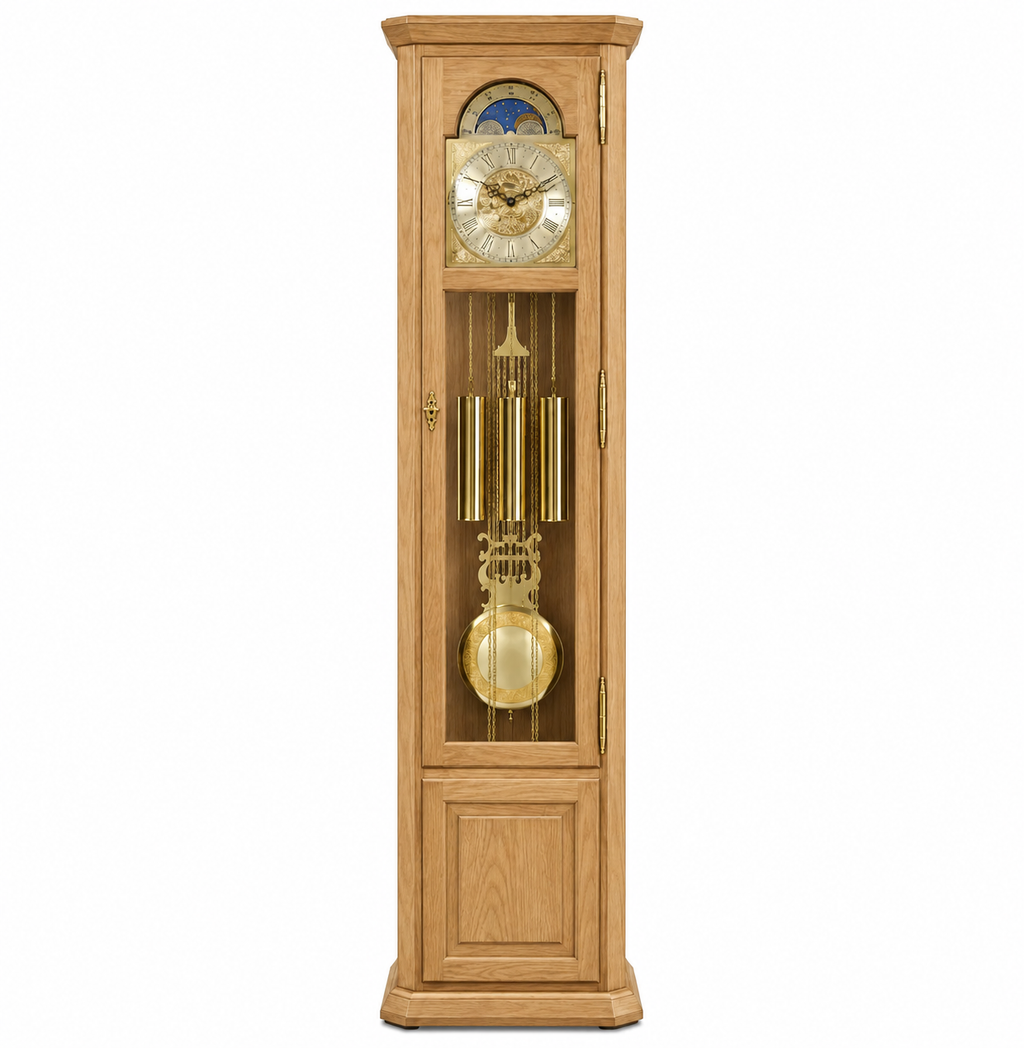 Astra Design AD210-04E Standuhr „Rheingold“ aus massiver Eiche