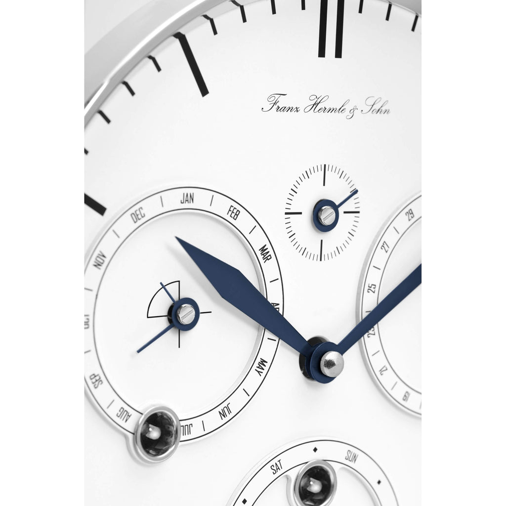 Hermle 23059-740352 Tischuhr Ewiger Kalender Schwarz mit weißem Zifferblatt