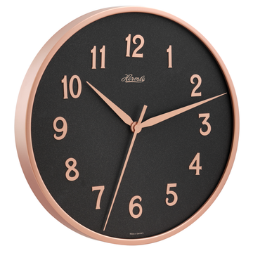 Hermle 30920-V52100 Wanduhr Aria II Bahnhofsuhr - Ø 400 roséfarbener Reif mit anthrazit Zifferblatt roségoldfarbenen arabischen Zahlen