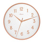  Hermle 30921-V52100 Wanduhr Bahnhofsuhr - Ø 400 Rosefarbener Reif mit weißem Zifferblatt roségoldfarbenen arabischen Zahlen