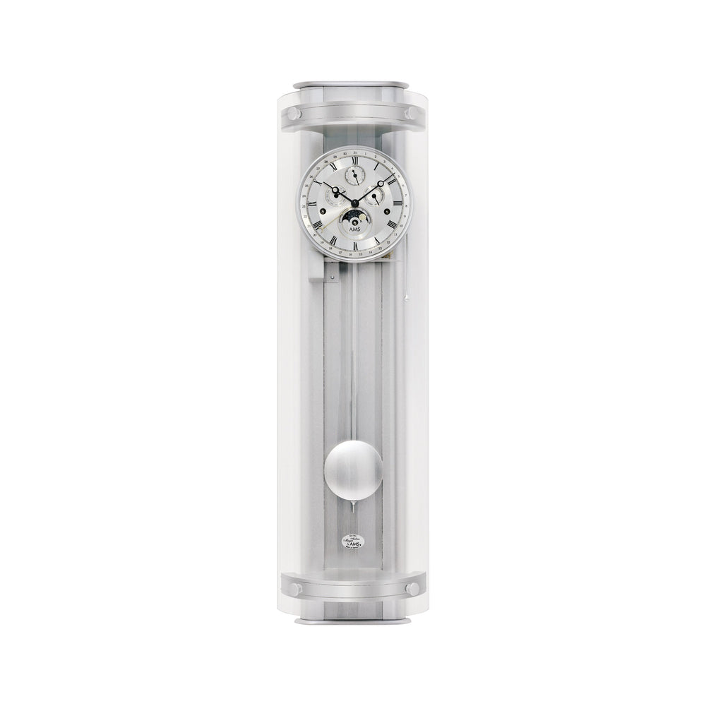 AMS R3633 Regulator mit Silber-Holzgehäuse, Aluminium-Einlagen und 8-Tage Schlagwerk