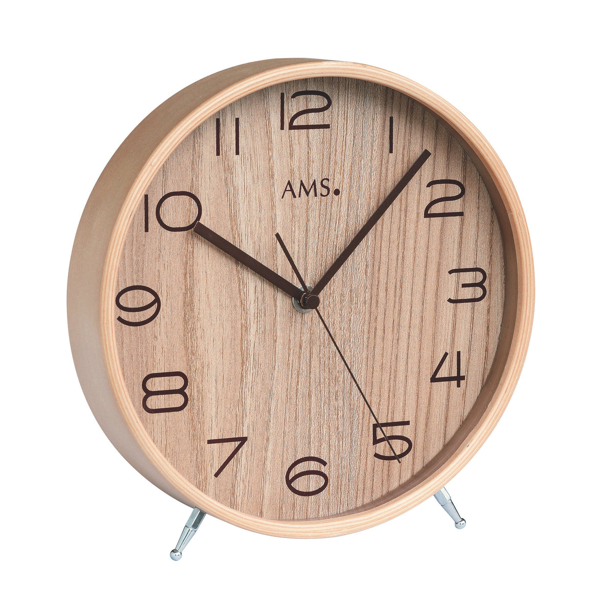 AMS F5118 Funk-Tischuhr mit natürlichem Holzgehäuse