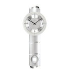 AMS F5215 Pendel-Funkwanduhr mit geschwungener Rückwand und Aluminium-Chrom