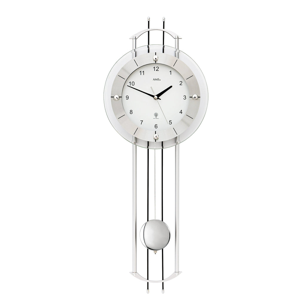 AMS F5248 Pendel-Funkwanduhr mit lackierten Metallstäben