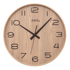 AMS F5522 Funkwanduhr mit natürlichem Holzgehäuse
