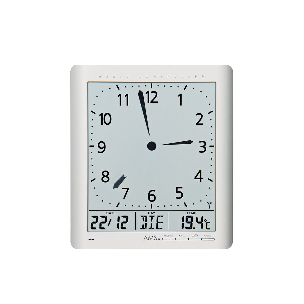 AMS F5898 Funkwanduhr mit digitaler Anzeige und analoger Zeitanzeige