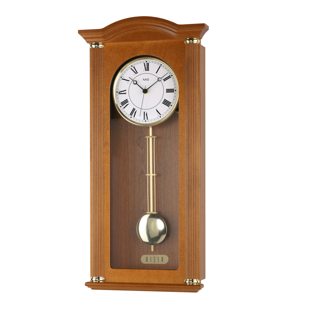 AMS W7014-9 Pendelwanduhr mit Kirschbaum-Holzgehäuse und Schlagwerk