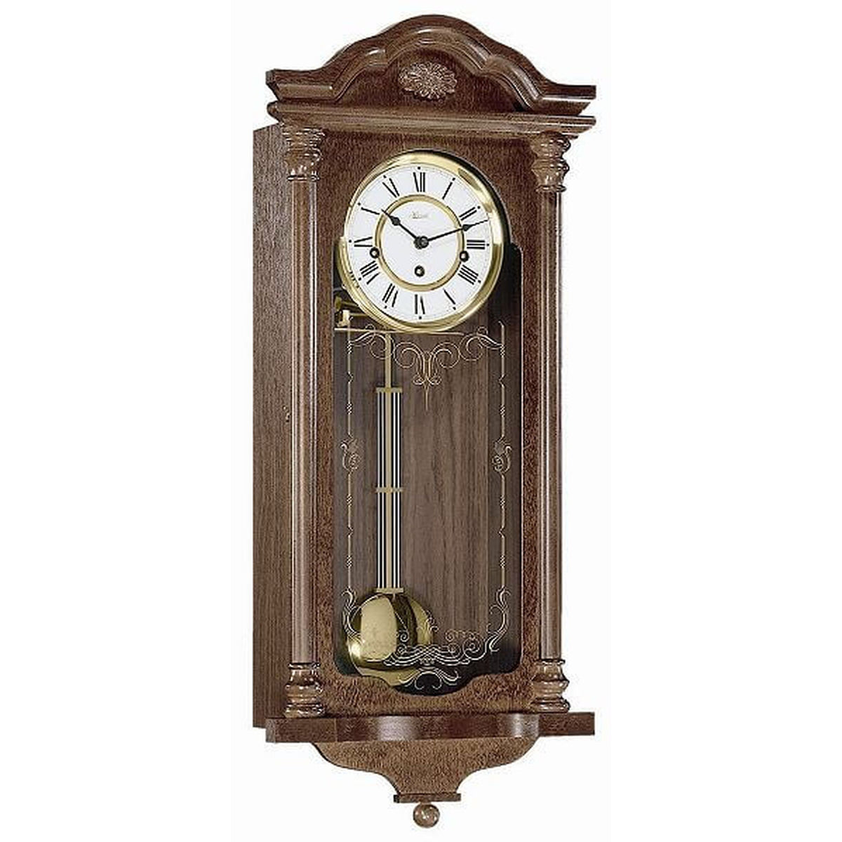 Hermle 70509-030141 Regulateur Fulham Nussbaum mit Dekorglas