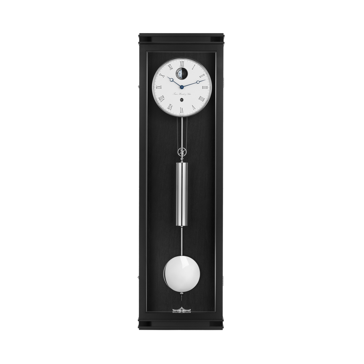 Hermle 71012-740761 Regulateur Hudson Franz Hermle & Sohn Monatsläufer Schwarz mit weissem Ziffernblatt und Mondkugel
