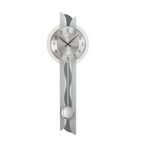 AMS W7216 Pendelwanduhr mit silberlackierter Holzrückwand und Metalleinlage