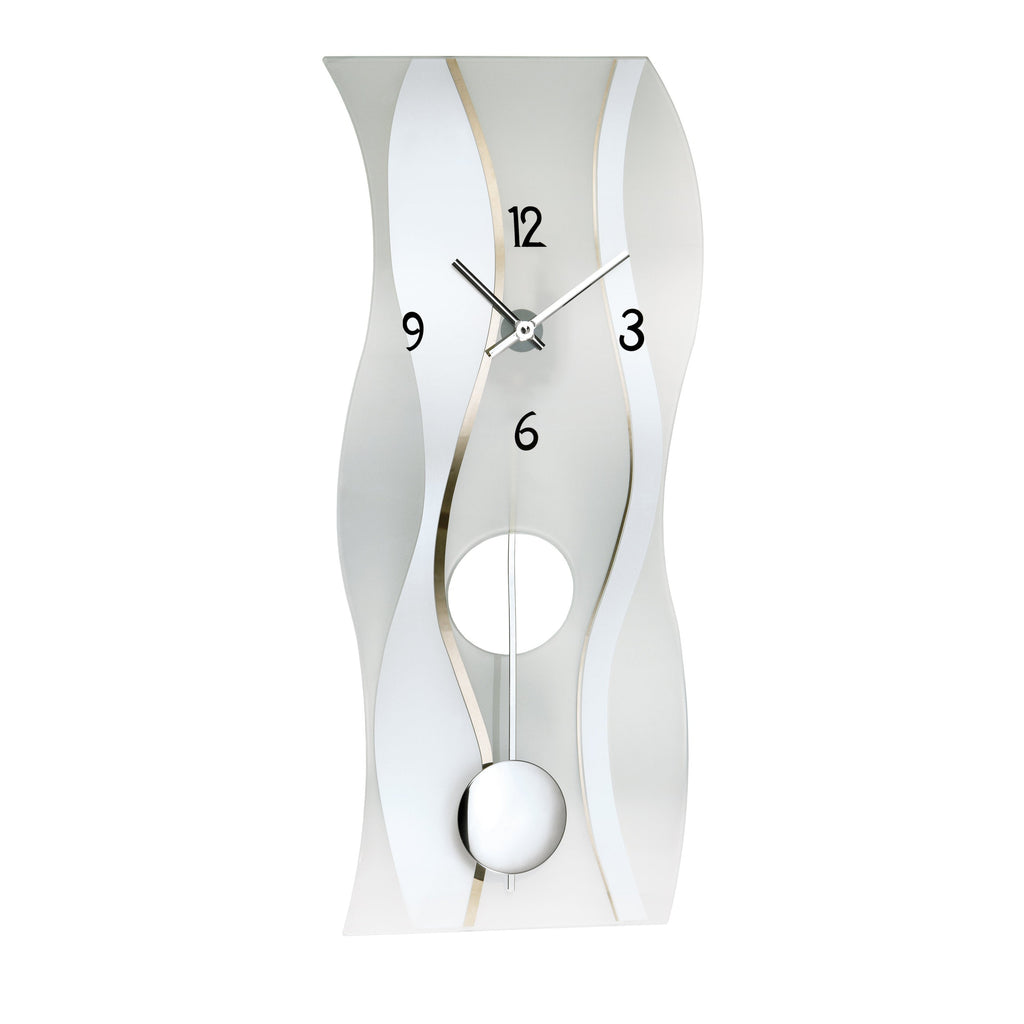 AMS W7246 Pendelwanduhr mit geschwungenem satinierten Mineralglas