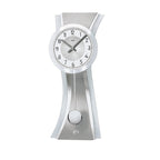 AMS W7268 Pendelwanduhr mit geschwungenem satinierten Glas und Aluminium