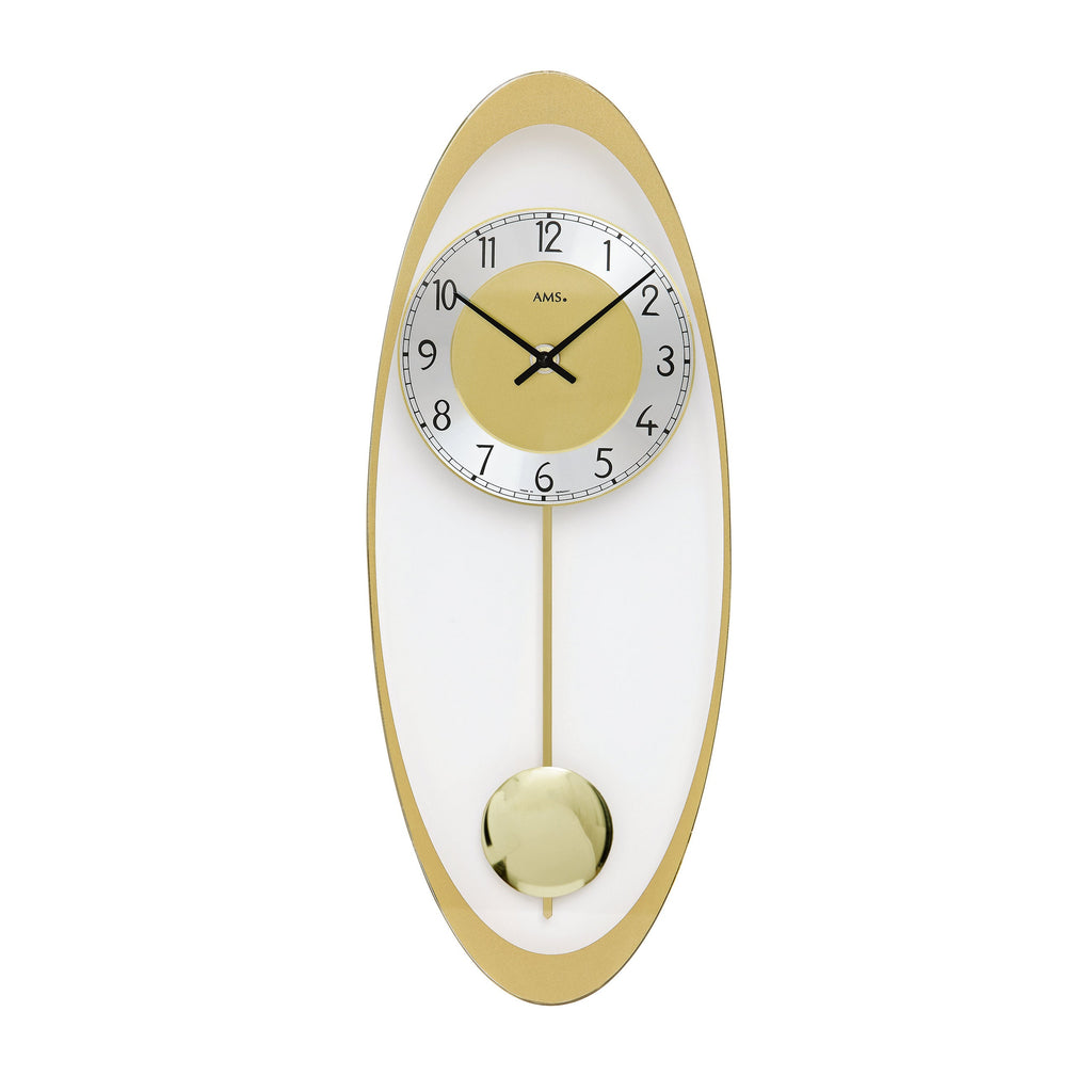 AMS W7417 Pendelwanduhr mit messingfarben bedrucktem Mineralglas