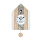AMS W7499 Kuckucksuhr mit Natur-Baumblatteinlage und Swarovski-Kristallen