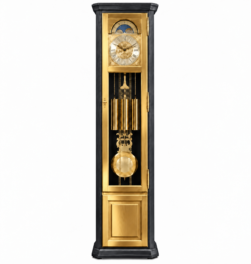 Astra Design AD210-04G Standuhr „Rheingold“ in zweifarben Lackierung aus massiver Eiche