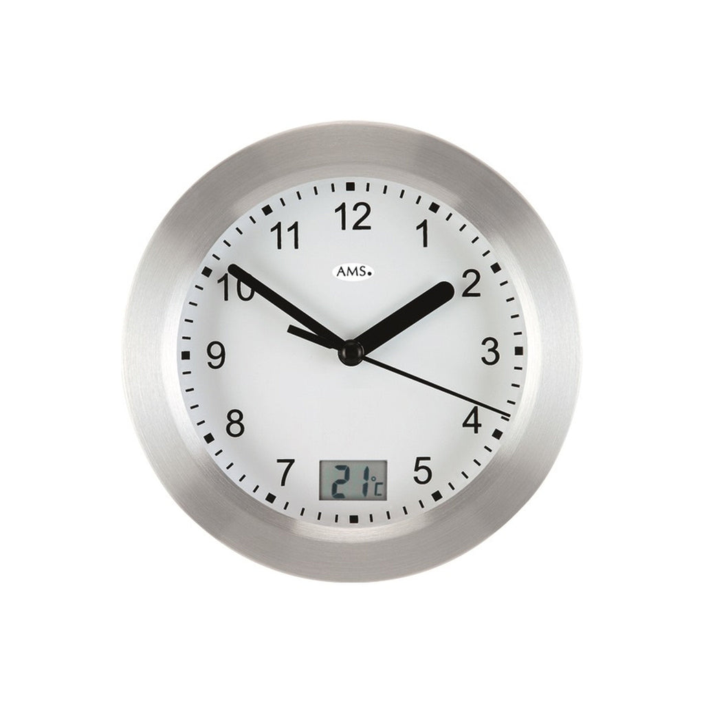 AMS W9223 Wanduhr mit silbernem Aluminium-Frontring