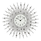 AMS W9380 Wanduhr mit schwarz lackiertem Metallgehäuse und geschliffenen Glassteinen