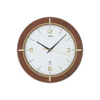 AMS W9432 Wanduhr mit nussbaumlackiertem Gehäuse und goldfarbenem Mineralglas