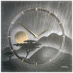 AMS W9514 Wanduhr mit Naturschiefer und Airbrush-Design