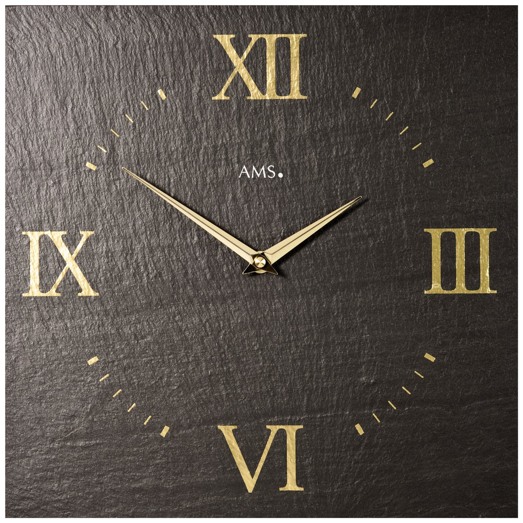AMS W9517 Wanduhr mit Naturschiefer-Geäuse und Quarzwerk