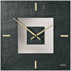 AMS W9525 Wanduhr mit Naturschiefer und Aluminium-Applikation