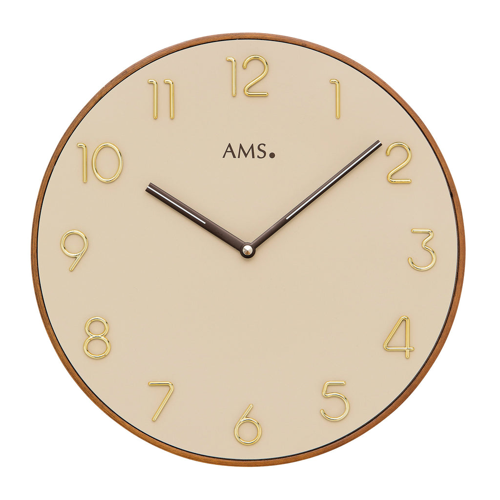 AMS W9563 Wanduhr mit Holzgehäuse und aufgelegten Zahlen