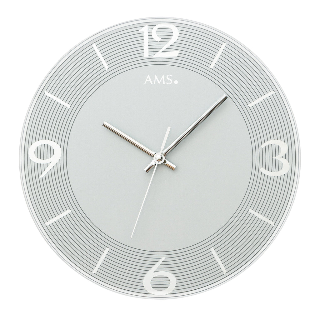 AMS W9571 Wanduhr mit facettiertem Spiegelglas blaugrau