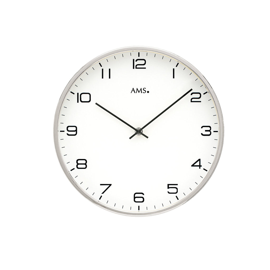 AMS W9658 Wanduhr mit vernickeltem Metallgehäuse