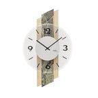 AMS W9664 Wanduhr mit Sonoma-Holzgehäuse, Naturblättern und Swarovski-Kristallen