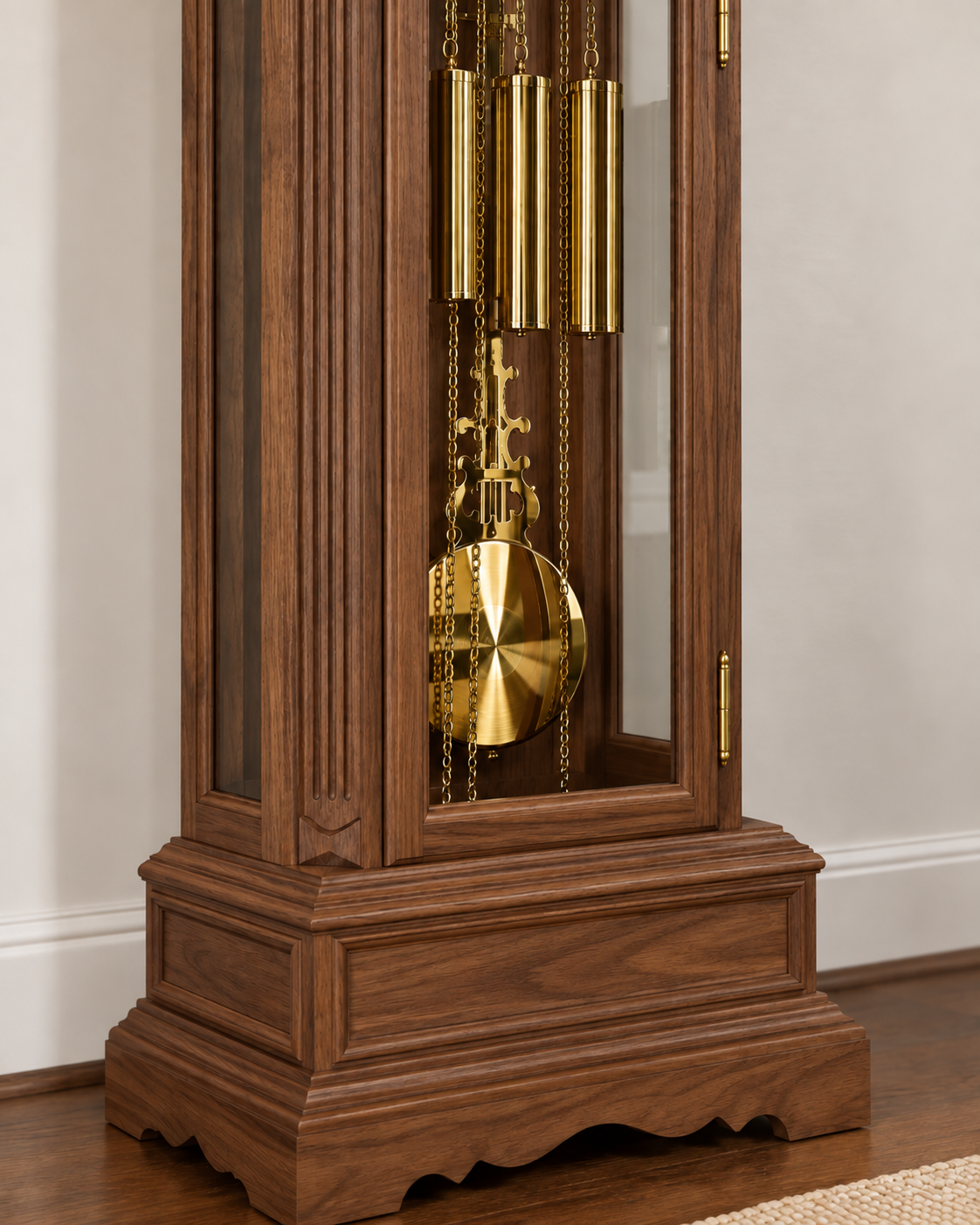 Astra Design 210-10N Standuhr „Schlosspalais“ aus massiven Nussbaum - wahlweise auch in Eiche oder Kirsche