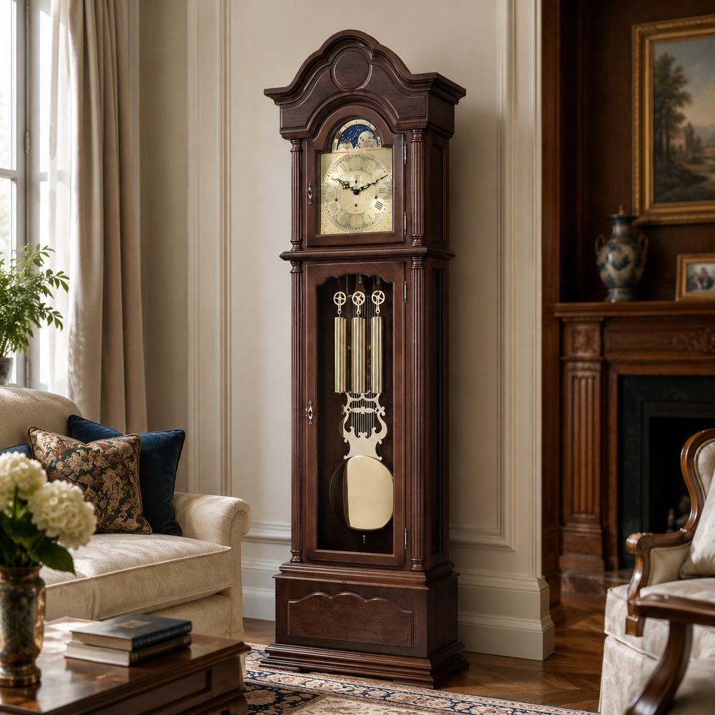 Hermle 01093-031171 Grandfather Clock Temple Walnut