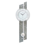 AMS F5306 Pendel-Funkwanduhr mit Holzgehäuse und Stein-Aluminium-Auflage