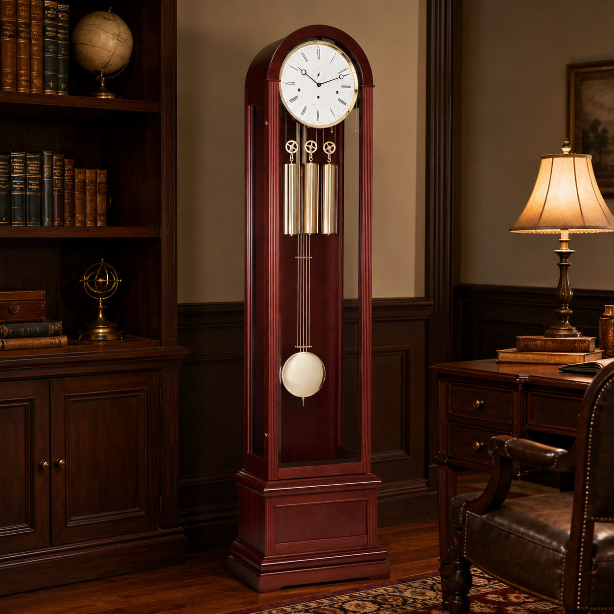 Hermle 01087-070461 Grandfather Clock Charlotte "Franz Hermle & Sohn" Mahogany