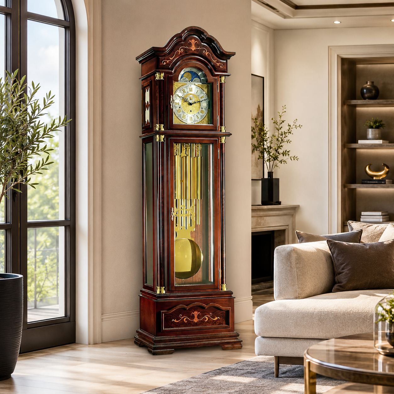 Hermle 01131-031171 Grandfather Clock Trafalgar Walnut