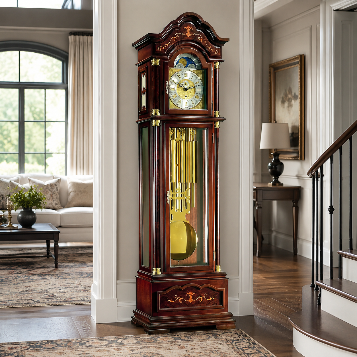 Hermle 01131-031171 Grandfather Clock Trafalgar Walnut