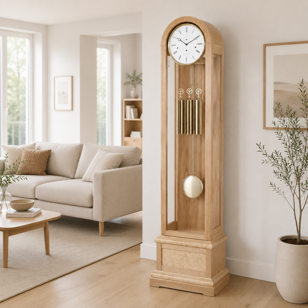 Hermle 01087-050461 Grandfather Clock Charlotte "Franz Hermle & Sohn" Light Oak