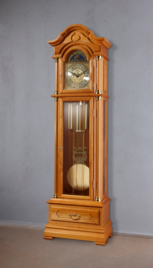 Astra Design AD210-08K Standuhr „Königshof“ aus massiver Kirsche - wahlweise auch in Nussbaum oder Eiche
