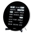 AMS T1285 Tisch- und Wanduhr mit LED-Wortuhr und schwarzem Zifferblatt