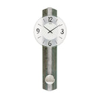 AMS W7488 Pendelwanduhr mit Holzstruktur und Silberantik-Auflage