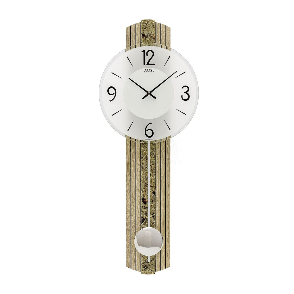 AMS W7489 Pendelwanduhr mit Sonoma-Gehäuse und Almheu-Auflage