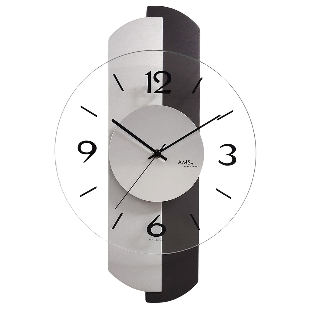 AMS W9206 Wanduhr mit anthrazitfarbenem Holzgehäuse