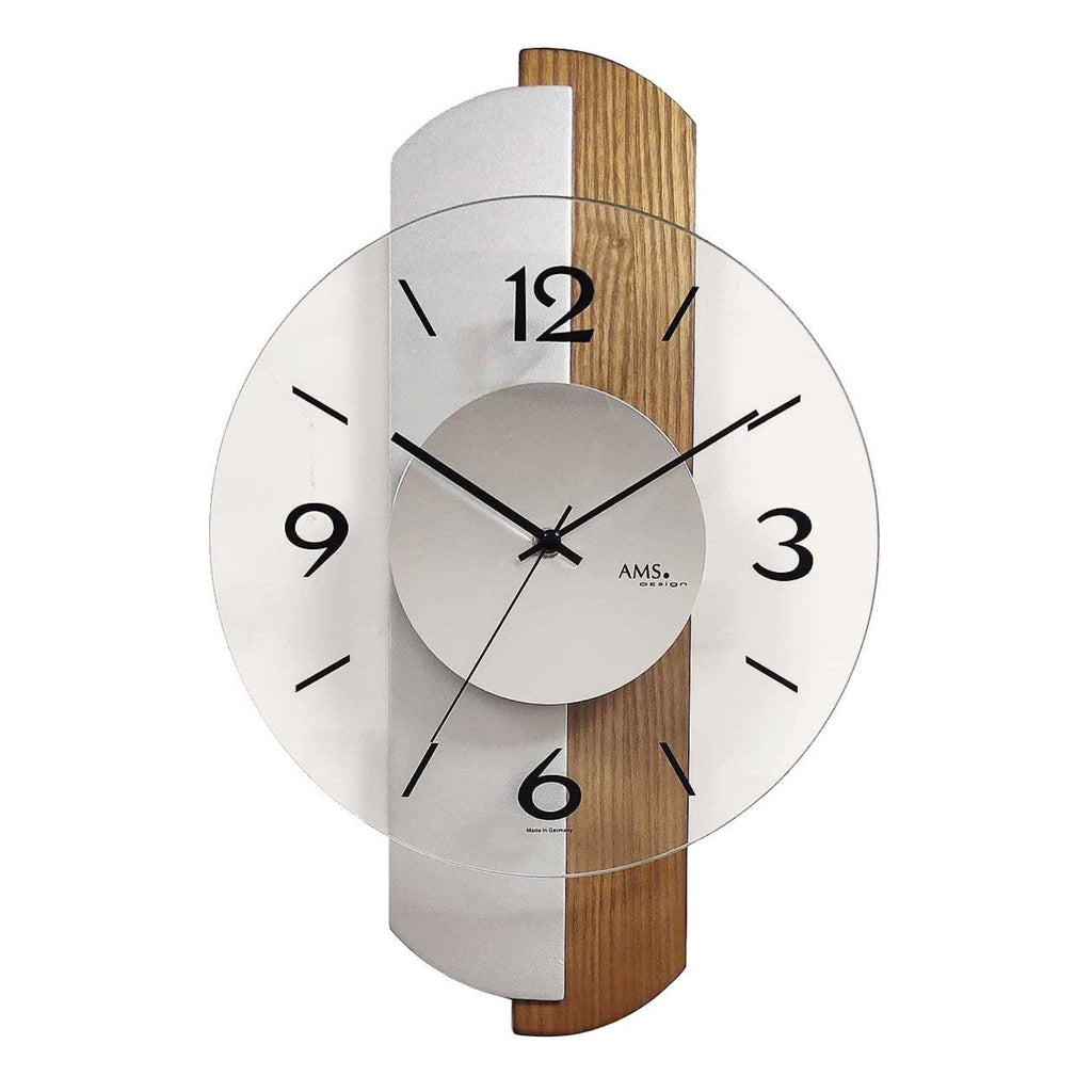 AMS W9211 Wanduhr mit eichelackiertem Holzgehäuse