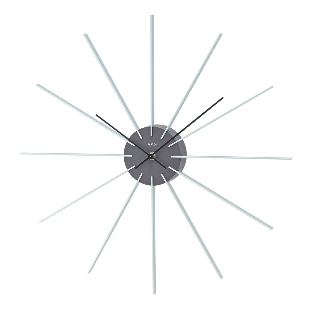 AMS W9595 Wanduhr dunkelgrau mit Aluminiumstäben