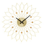 AMS W9609 Wanduhr mit Metallgehäuse in Blüten-Optik Gold